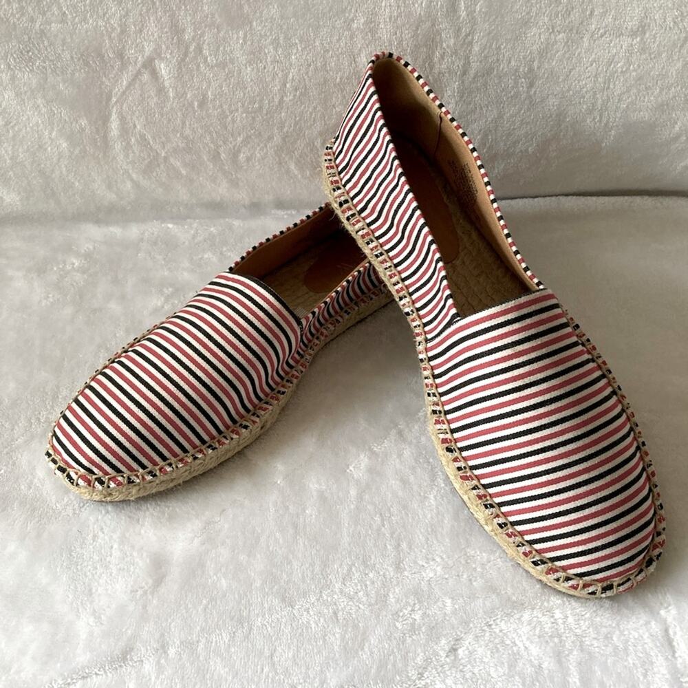 NWOT J. Crew Red Black White Espadrille Flats Size 8.5